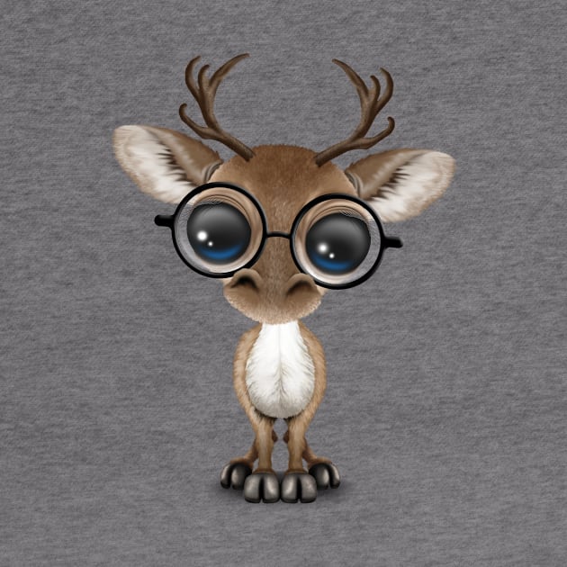 Cute Curious Nerdy Reindeer Wearing Glasses by jeffbartels